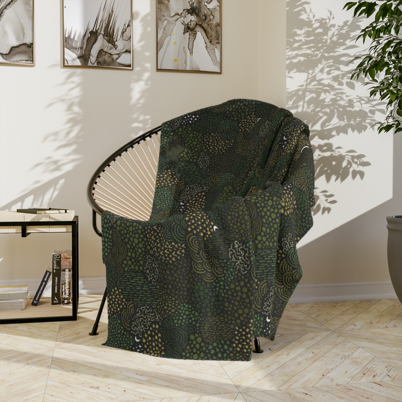 Moss Moon - Cottagecore Theme - Velveteen Microfiber Blanket