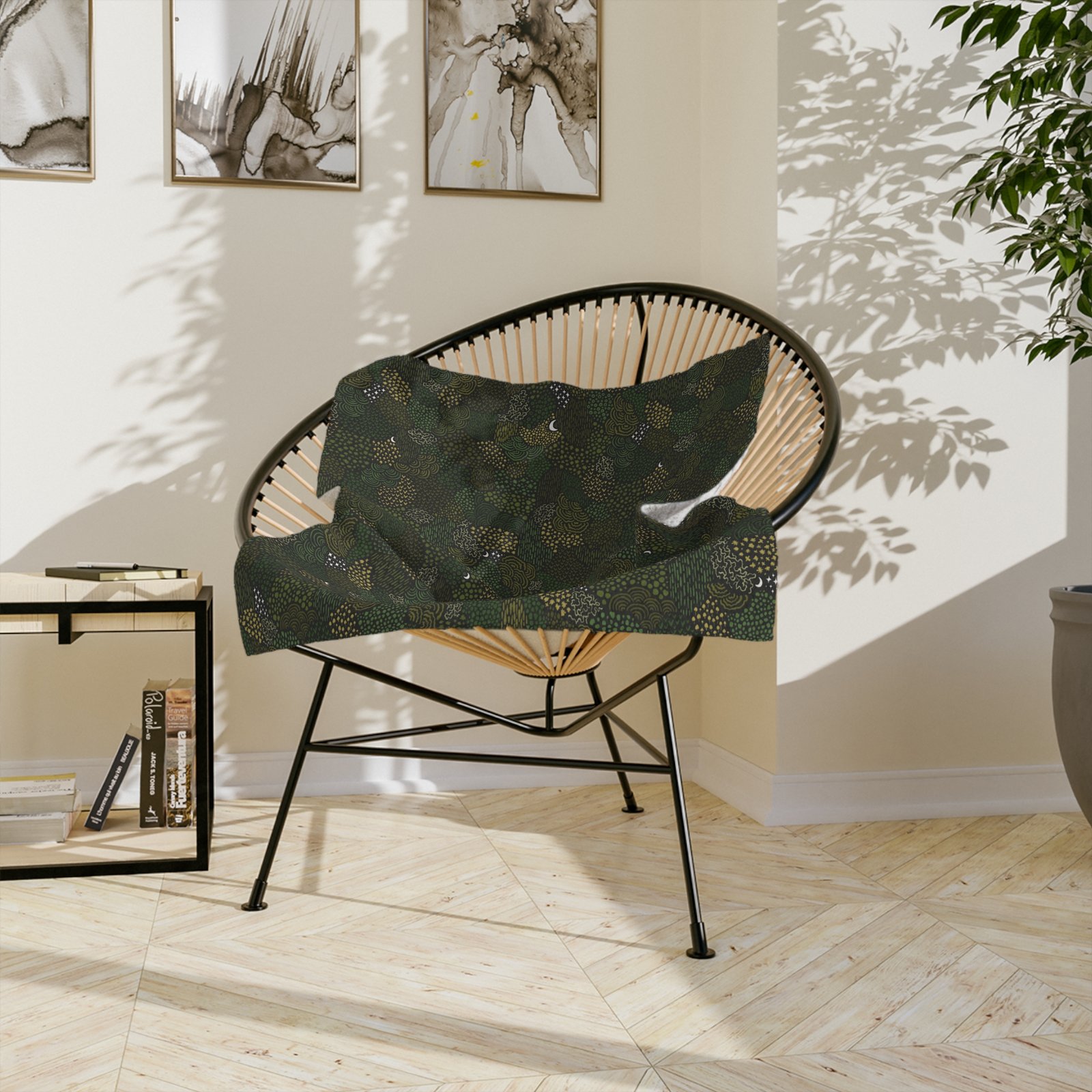 Moss Moon - Cottagecore Theme - Velveteen Microfiber Blanket - Image 6