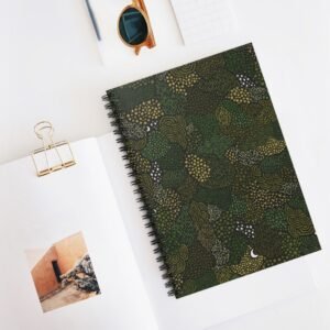 Moss Moon Spiral Notebook - Cottagecore Stationary - Ruled Line